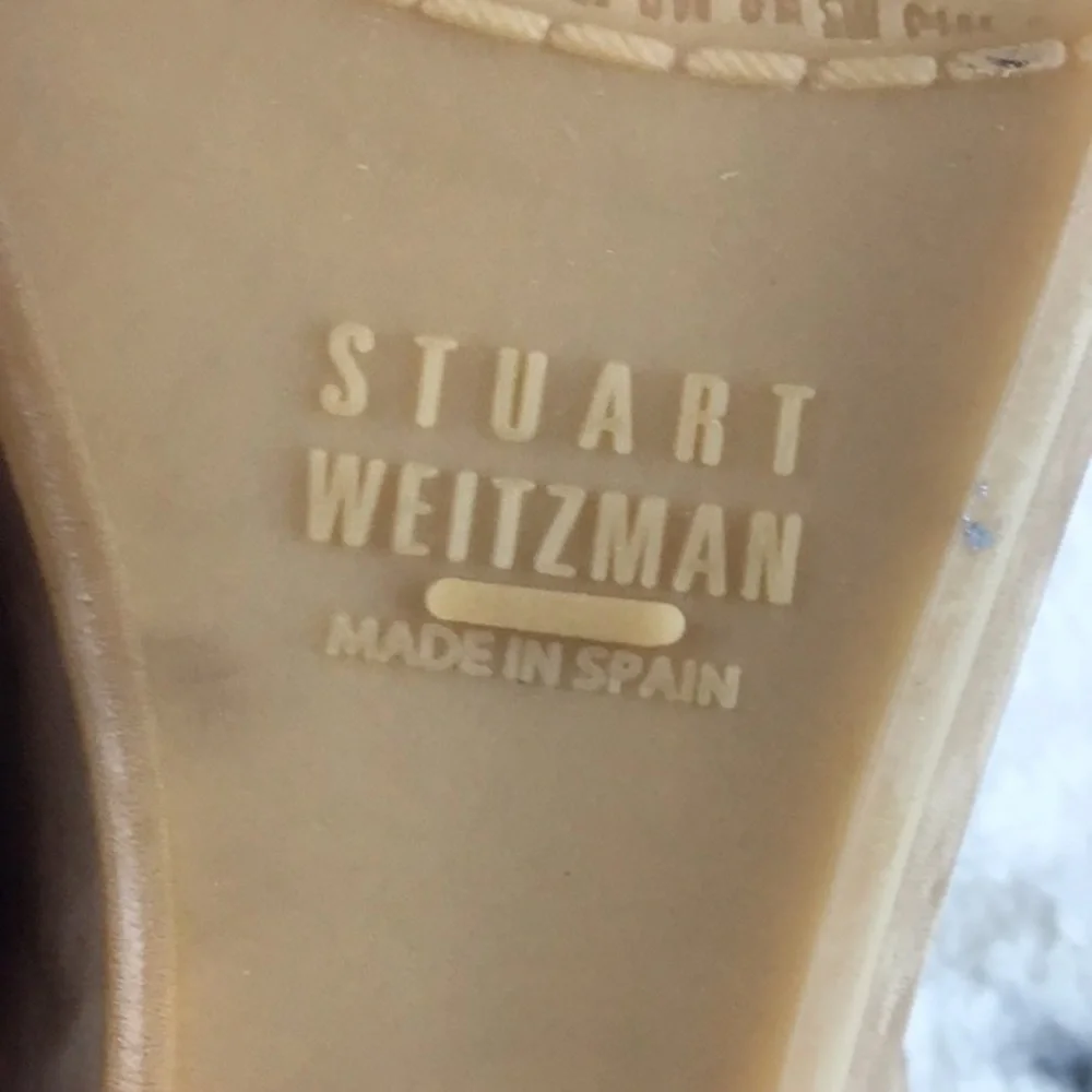 Stuart Weitzman Tan Platform Suede Sandals with Crossover Design Sz 10.5‎